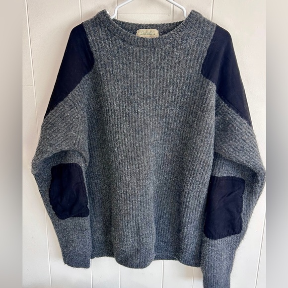 Cabela's Other - Cabela's Mens XLT Gray Lambswool Knit Pullover Sweater Shoulder Elbow Patch